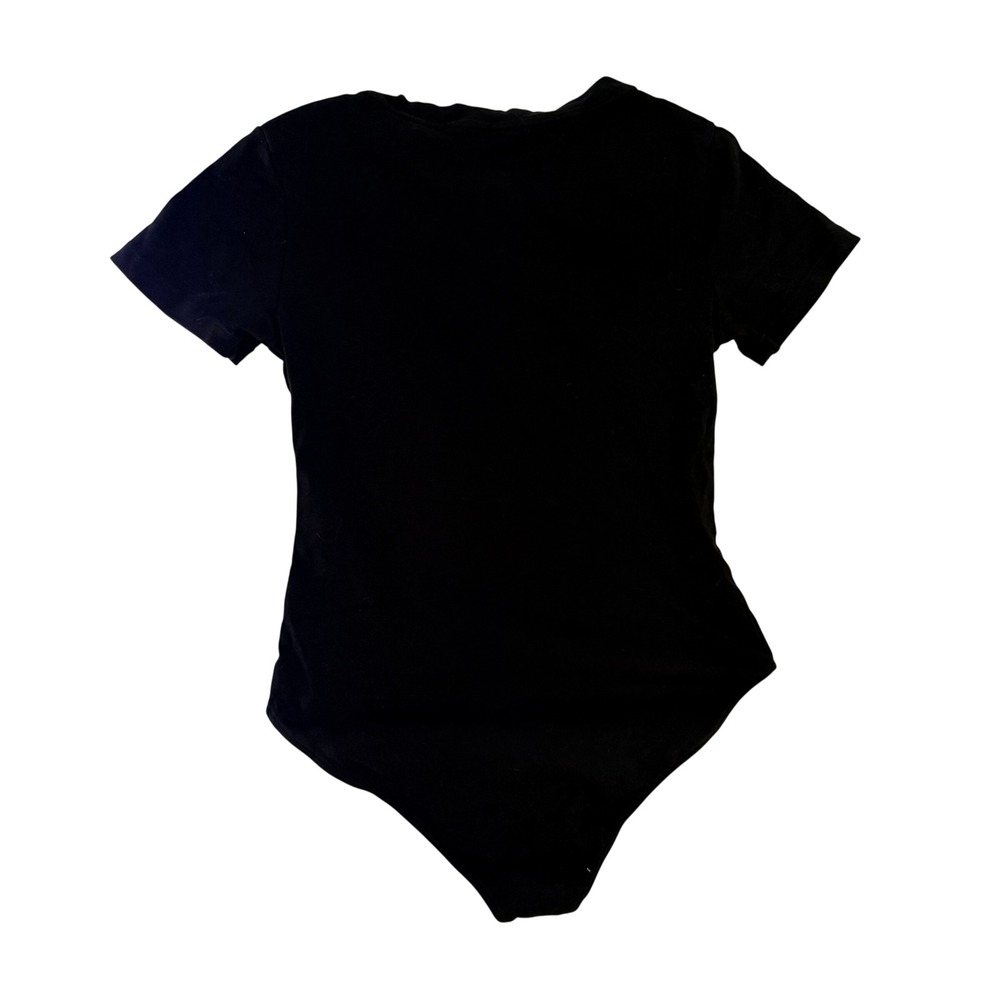 MANGOPOP Womens Black CrewNeck Short Sleeve Bodysuit M